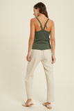 V-Neck Knit Tank Top (Green)
