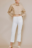 White High Rise Straight Leg Jeans