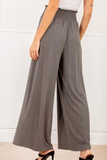 Wide Leg Pants with Smocked Waist (Charcoal)