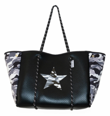 Black Neoprene Tote - Camouflage Sides &  Star