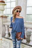 Cross Stitching Textured Pullover (Blue)