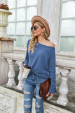 Cross Stitching Textured Pullover (Blue)